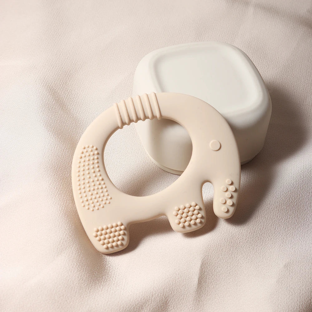 2024 new elephant shape silicone teether Food Grade cut chubby elephant baby Teething toy