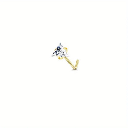 Drperfect 1Pc 22G Nose Studs L Shaped Nose Rings Studs for Women Opal CZ Heart Butterfly Nose Piercing Jewelry