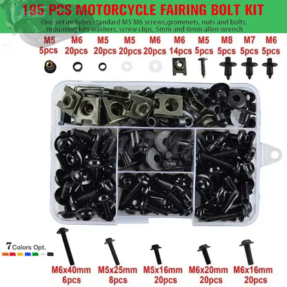 195Pcs Motorcycle Accessories Aluminum Fairing Bolt Screws Kit Nut Clips For Yamaha TMAX500 TMAX530 TMAX560 TMAX 500 530 560