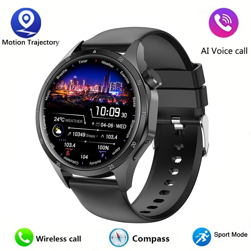 2025New Smart Watch Men Full Circle HD Screen Wireless Call Smartwatch Call Reminder GPS Sports Track Bracelet Music Clock+ Gift