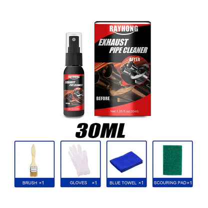 Rayhong 120ml Exhaust Cleaner Spray - Fast-Acting Rust Remover & Shine Restorer for Car, Motorcycle, RV, ATV - with Gloves