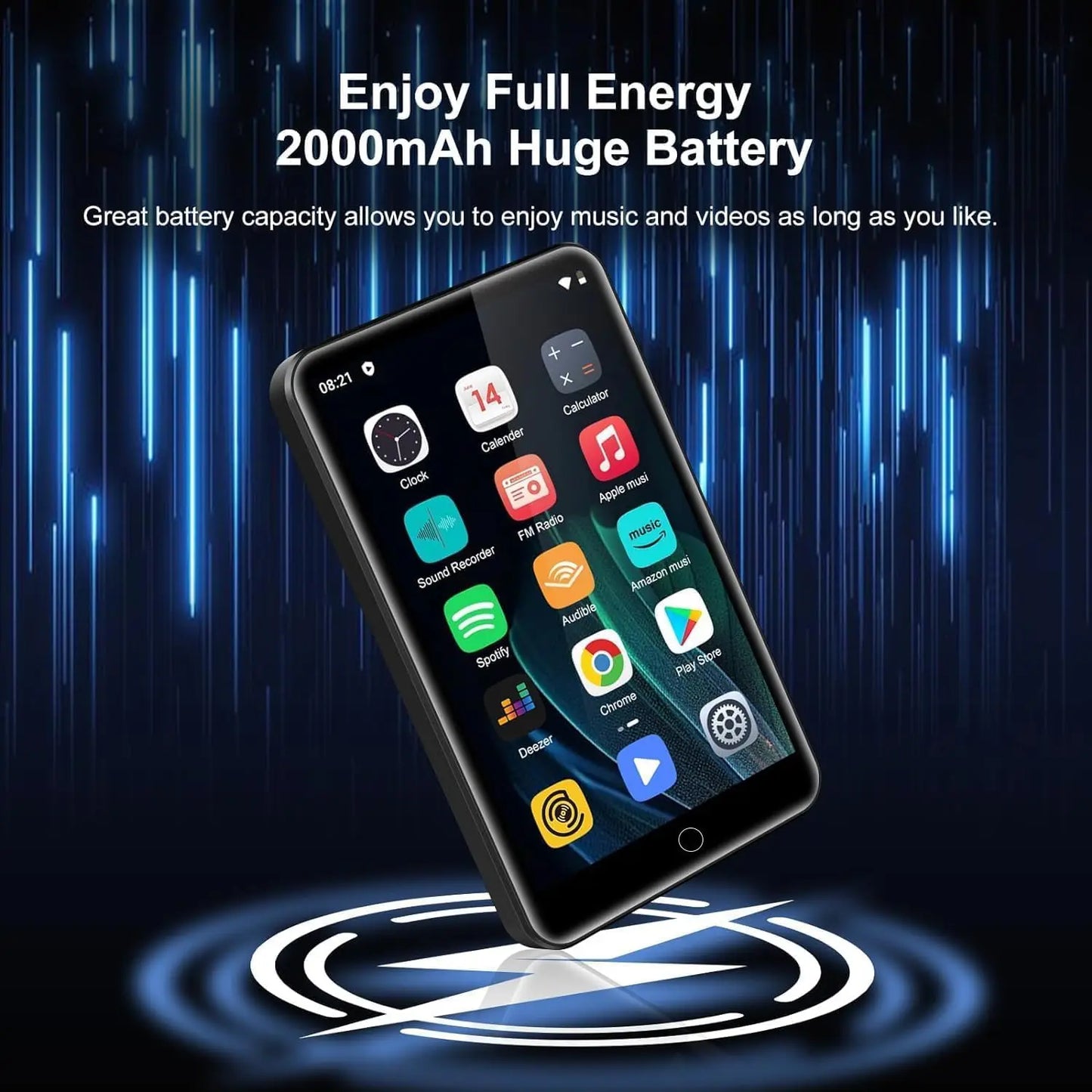 80GB (16GB+64GB) MP3 Player Android 9.0 with Bluetooth and WiFi, 4.0-inch with speakers, FM radio, eBooks, capacity up to 512GB