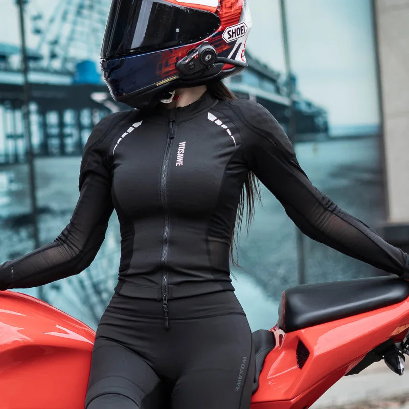 WOSAWE Women Motorcycle Jacket and Pants Set with Removable Pads Soft Protective Gear CE Certified Safety Moto Racing Clothes