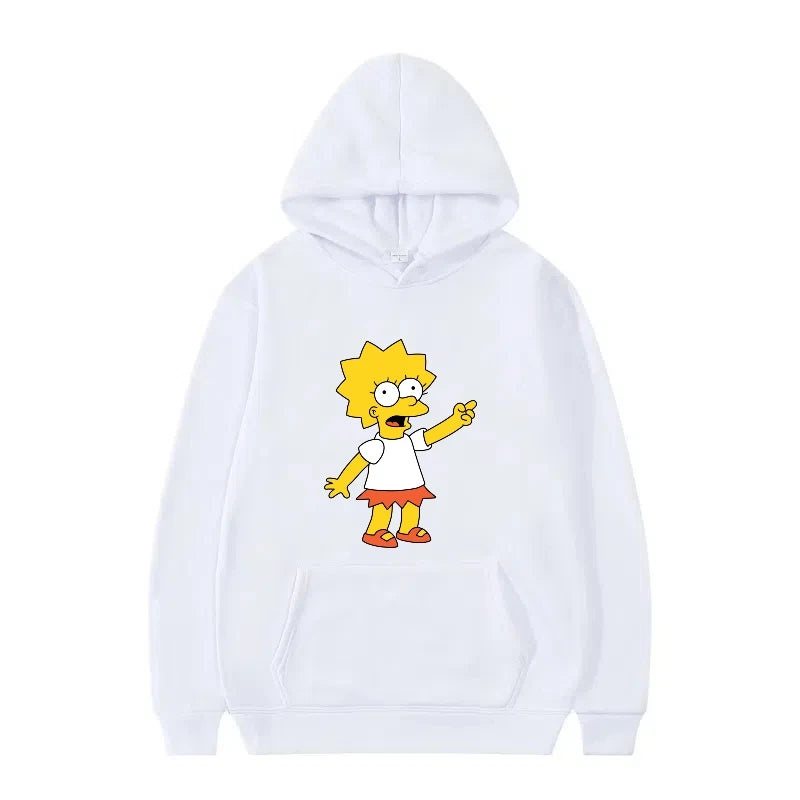 Disney The Simpsons Funny Pattern Casual Hooded Tops Men Woman Loose Comfortable Winter Black Sports Pullovers Fashion Clothing
