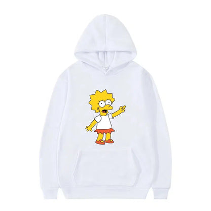 Disney The Simpsons Funny Pattern Casual Hooded Tops Men Woman Loose Comfortable Winter Black Sports Pullovers Fashion Clothing