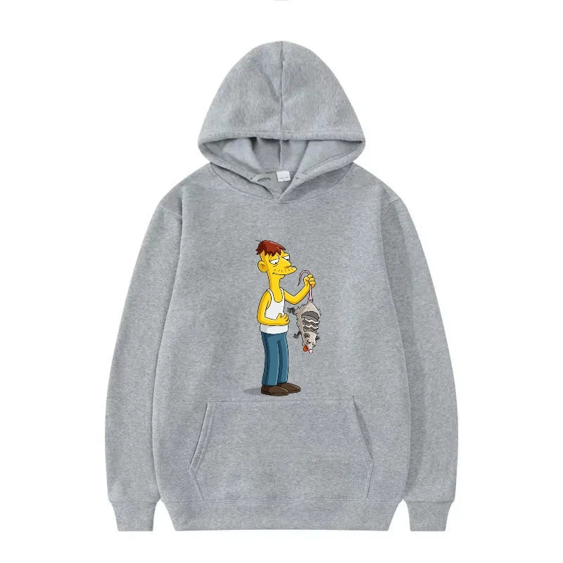 Disney The Simpsons Funny Pattern Casual Hooded Tops Men Woman Loose Comfortable Winter Black Sports Pullovers Fashion Clothing