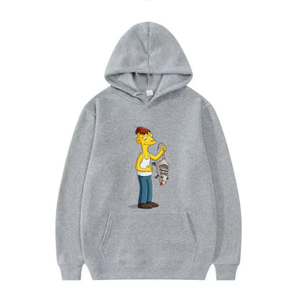 Disney The Simpsons Funny Pattern Casual Hooded Tops Men Woman Loose Comfortable Winter Black Sports Pullovers Fashion Clothing