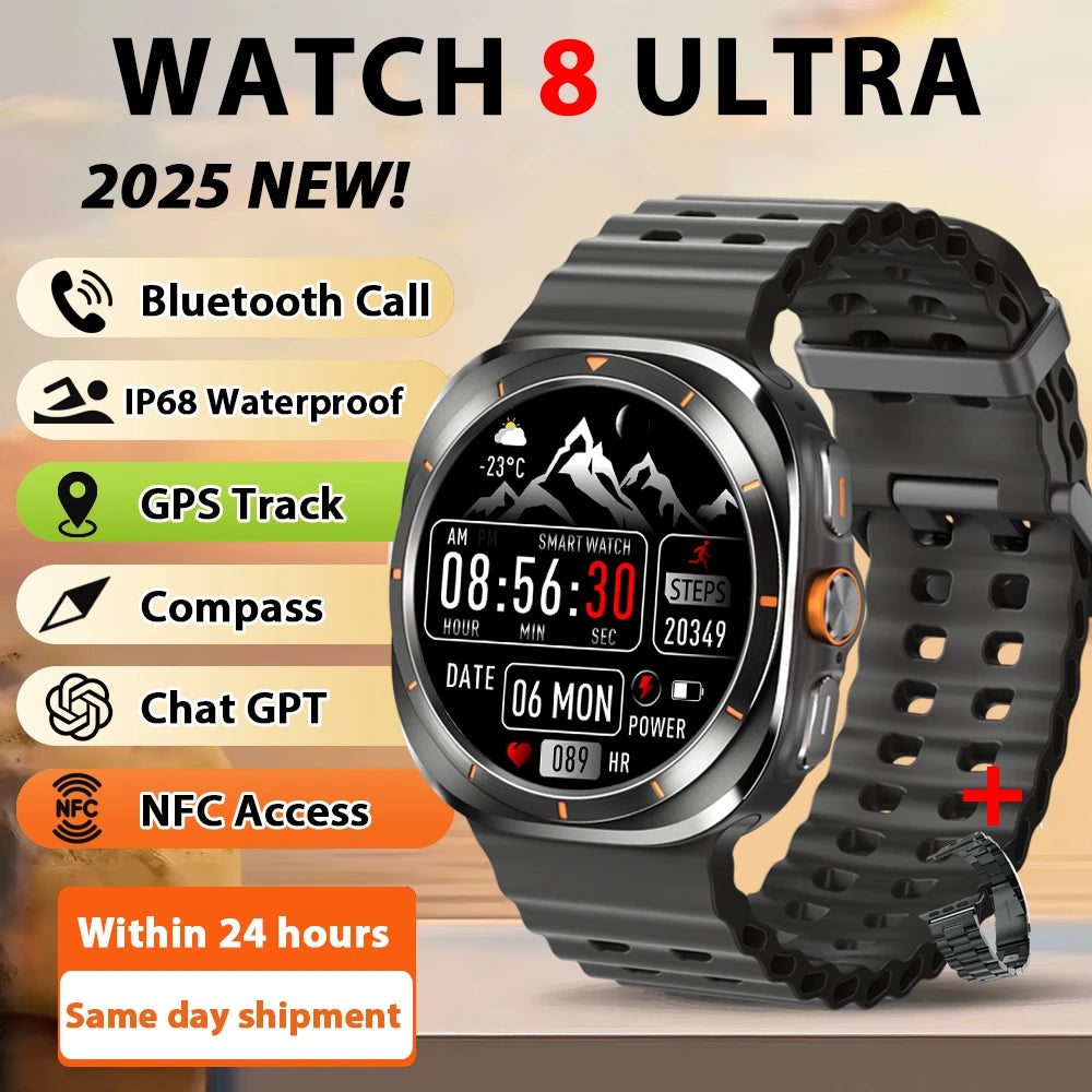 Smart Watch 8 Ultra New Color Matching GPS Compass Smartwatch Bluetooth call NFC IP68 Waterproof Health monitoring Reduction100%
