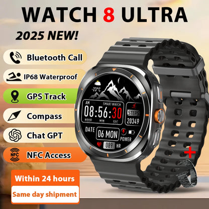 Smart Watch 8 Ultra New Color Matching GPS Compass Smartwatch Bluetooth call NFC IP68 Waterproof Health monitoring Reduction100%