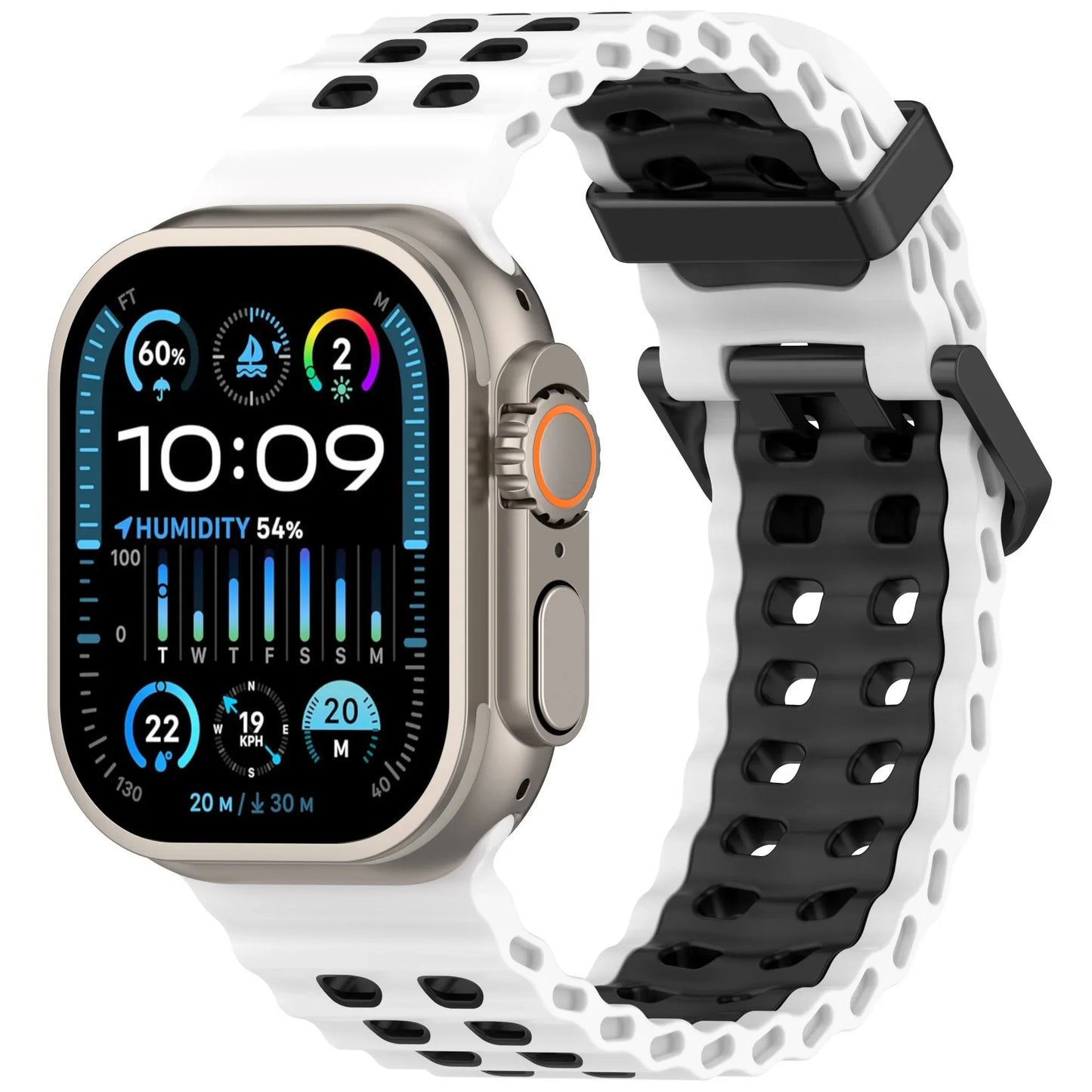 Two-Tone Ocean Silicone Strap for Apple Watch Ultra/2 49mm Sports Comfortable Lightweight Band iWatch 10 9 8 7 6 5 4 SE Bracelet
