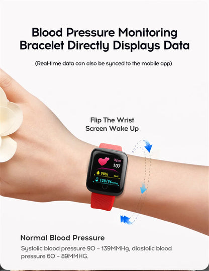 Smart Watch Sport Fitness Bracelet Control Music Message Display Pedometer Bluetooth Connect Smartwatch 116 Alarm Clock Weather