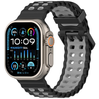 Two-Tone Ocean Silicone Strap for Apple Watch Ultra/2 49mm Sports Comfortable Lightweight Band iWatch 10 9 8 7 6 5 4 SE Bracelet