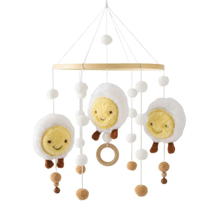 Baby Soft Felt Cartoon Wool Ball Seashell Rattles Hanging Bed Bell Newborn Mobile Crib Wooden Bracket Montessori Education Toys