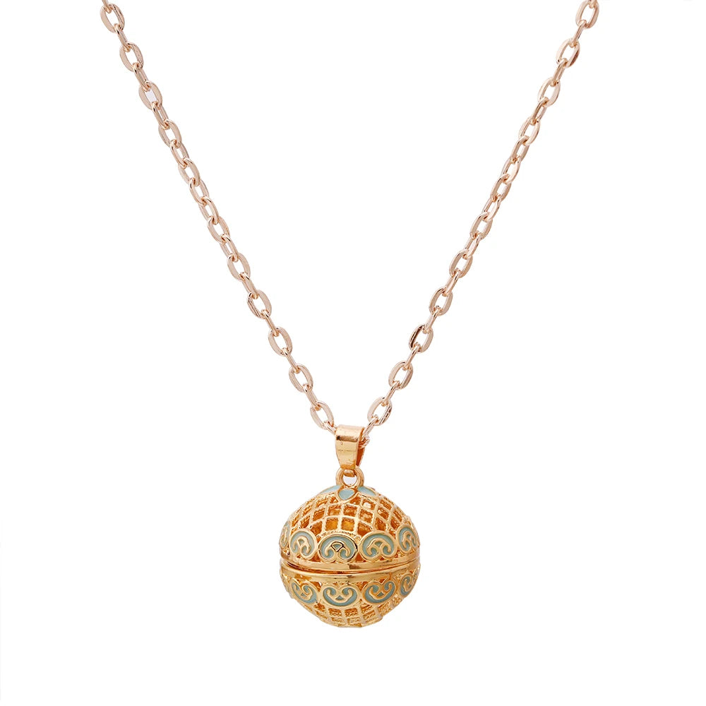 Gradient Cloisonne Aromatherapy Hollow Cage Necklace Essential Oil Diffuser Locket Pendant Music Ball Simple Women Jewelry Gift