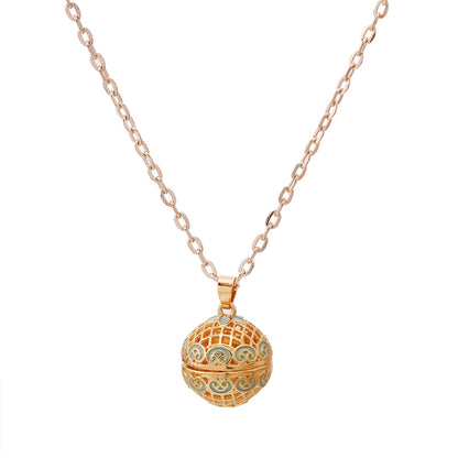 Gradient Cloisonne Aromatherapy Hollow Cage Necklace Essential Oil Diffuser Locket Pendant Music Ball Simple Women Jewelry Gift