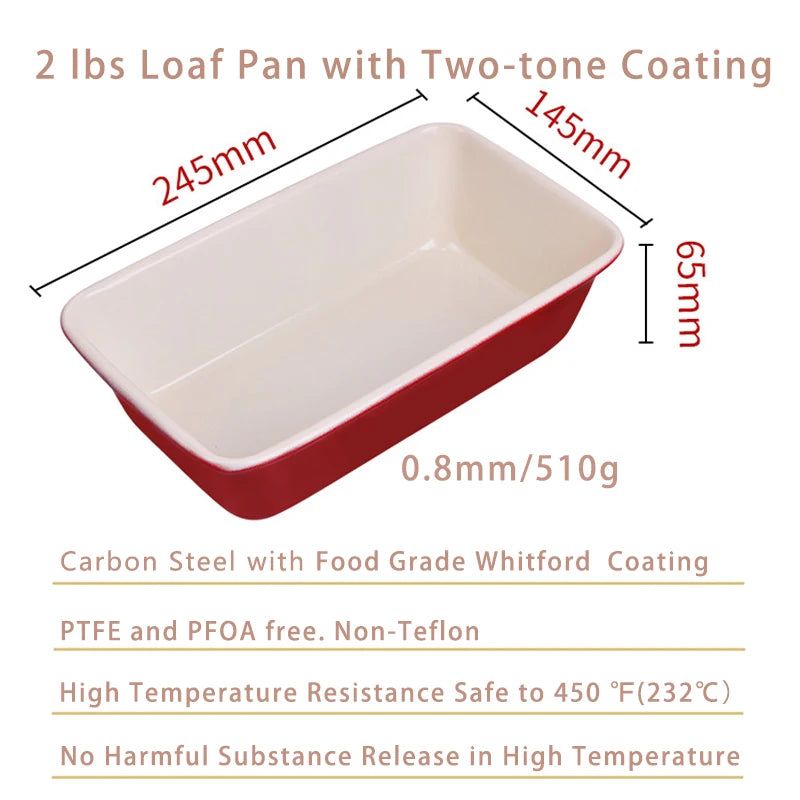 2 LBS Loaf Pan Two-tone Coating Bread Buns Cake Baking Mold Tin Shape Tool for Pastry Cooking Supplies