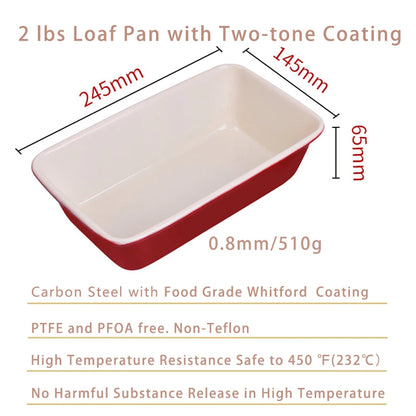2 LBS Loaf Pan Two-tone Coating Bread Buns Cake Baking Mold Tin Shape Tool for Pastry Cooking Supplies