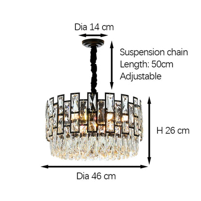 Black Crystal Chandelier For Living Room Modern Home Decor Hanging Lamp Round Bedroom Lighting Fixture Luxury Led Cristal Lustre