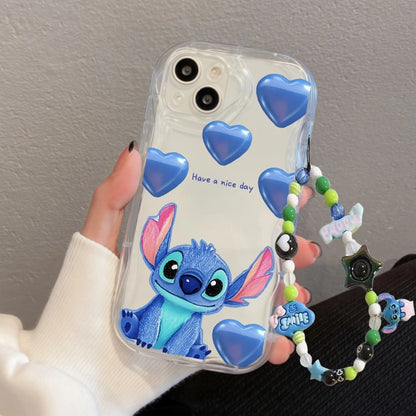 Cute Y2K Stitch with Strap Lanyard Chain Case for Iphone 6 6S 7 8 Plus SE 2022 11 12 13 Pro X XR XS Max 13 Pro Max Fashion Cover