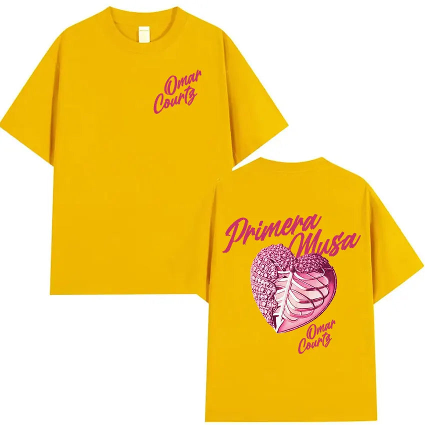 Rapper Omar Courtz Primera Musa 2025 Heart Graphic T-shirt Mens Clothing Hip Hop T Shirt Summer Top Oversized Tshirts Streetwear