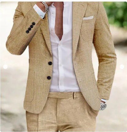 2025 Spring New Men Digital Print Casual Suit Set Jacket Pants Two Piece Cross Border Trade