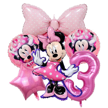 Minnie Mouse Birthday Party Decorations Tableware Set Birthday Decorations Full Set Pink Balloons Banner Candy Box Kids Favors