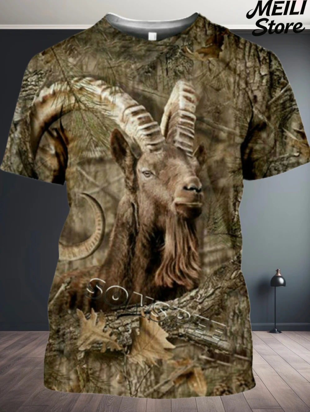 New Male T-Shirt Hunting Animal 3D Print Summer Camouflage Short Sleeve Funny Tops Casual Daily Outdoor Street Men's Clothing
