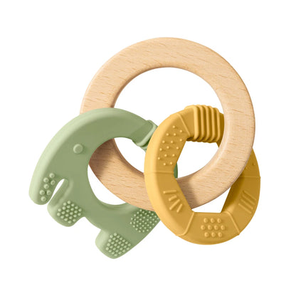 1PC Silicone Teether Baby Toy Elephant Shape Wooden Teether Ring Kid Gift BPA Free Children Goods Kid Teething Chewing Toy