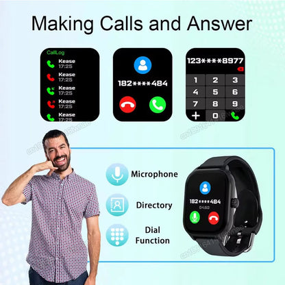 2025 Smart Watch 2.01 Inch HD Display Bluetooth Call Message Preview Sport Modes DIY Dial Weather Forecast Watches For Men Women