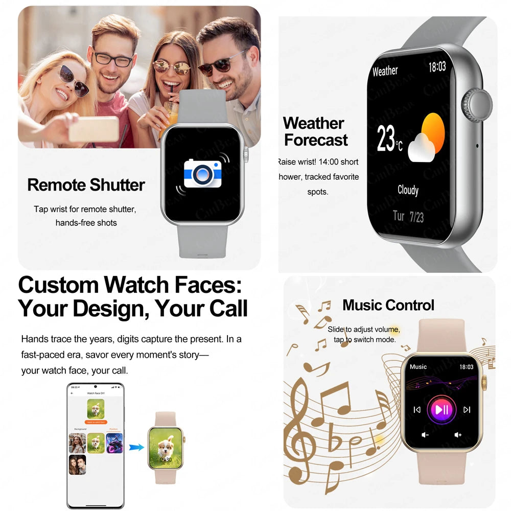 2025 New Smartwatch Men Android IOS Phone 1.9"HD Screen Bluetooth Call Heart Rate Monitoring Sports Waterproof Smart Watch Women