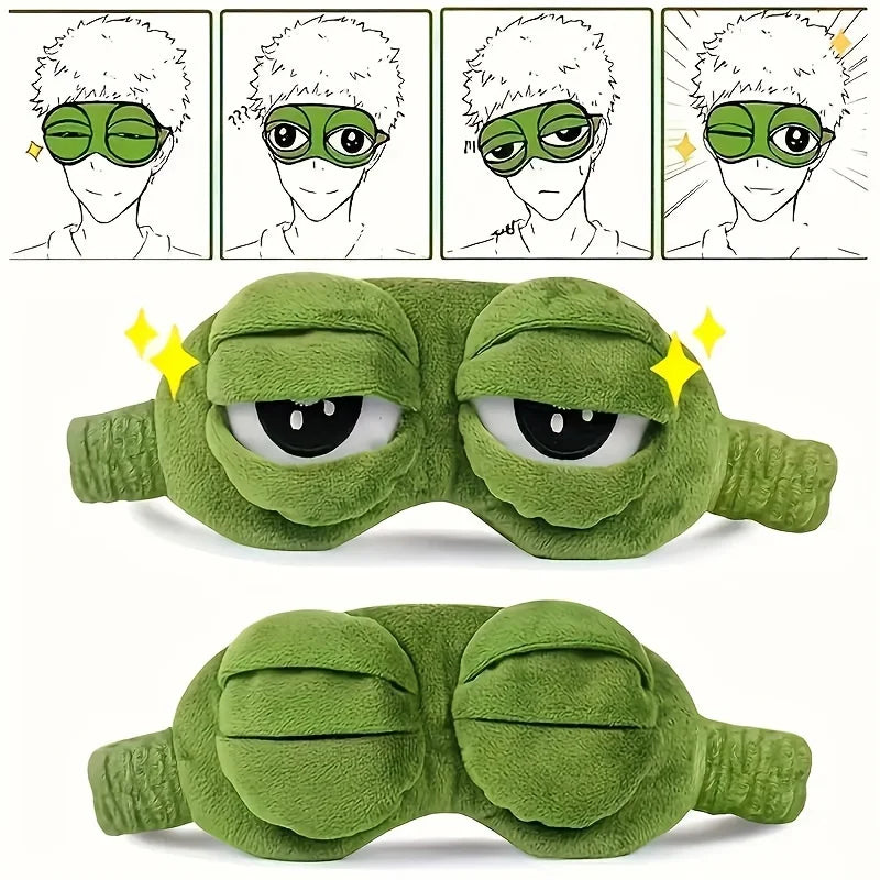 1pc Cute frog sleep eye mask for eye protection during lunch break Power outage. Soft and comfortable eye mask