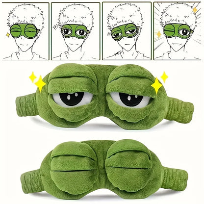 1pc Cute frog sleep eye mask for eye protection during lunch break Power outage. Soft and comfortable eye mask