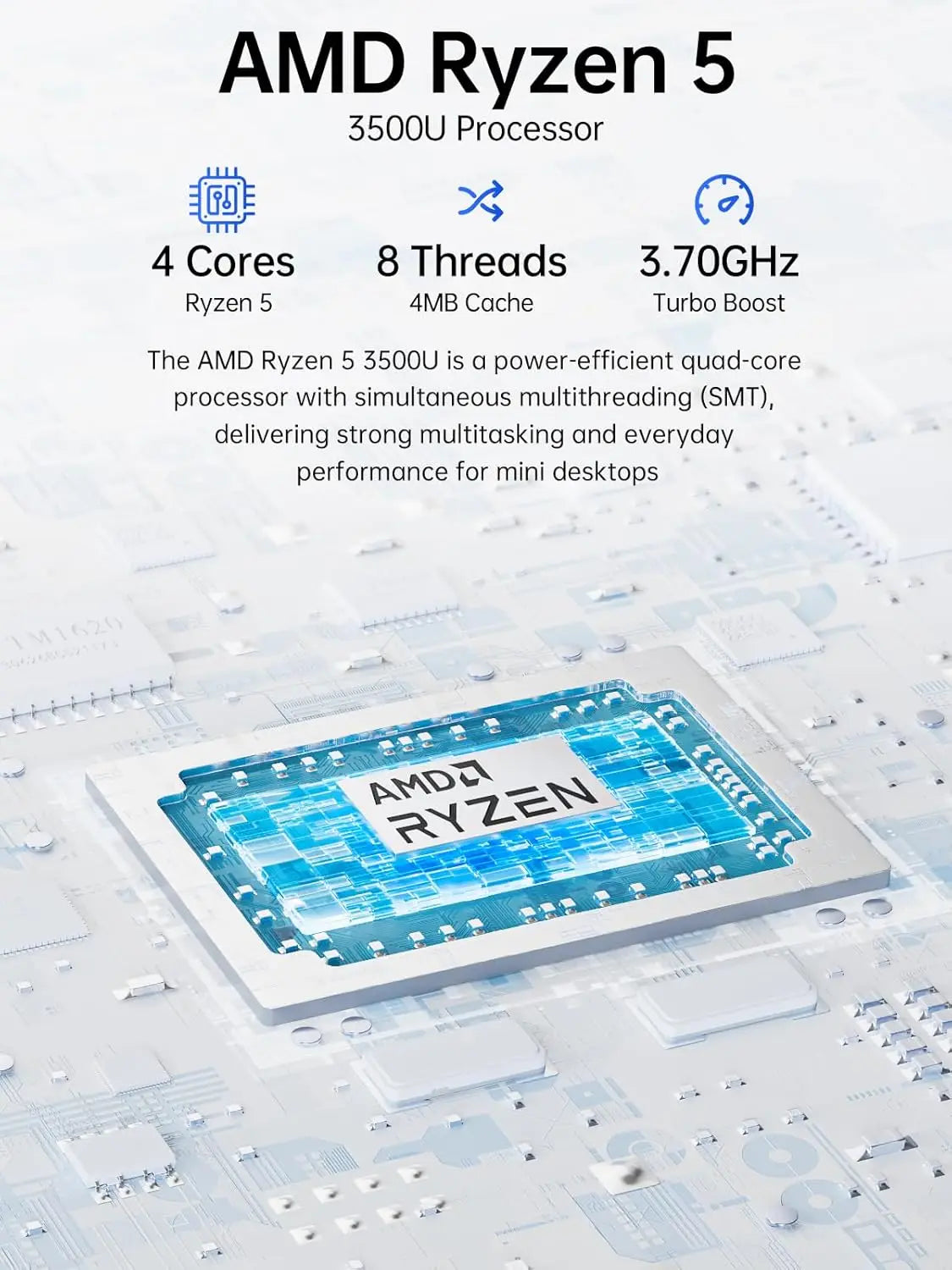 GMK Mini PC, G10 Ryzen 5 3500U (Beats N150/N97), 16GB RAM 512GB SSD 2.5GbE NIC LAN Desktop Computers Office Home Business HTP