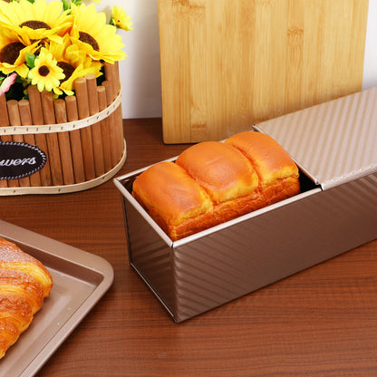 Tin Carbon Steel Non-Stick Rectangular Loaf Pan With Lid For Baking Homemade Bread Metal Baking Mold Oven Safe Loaf Pan For