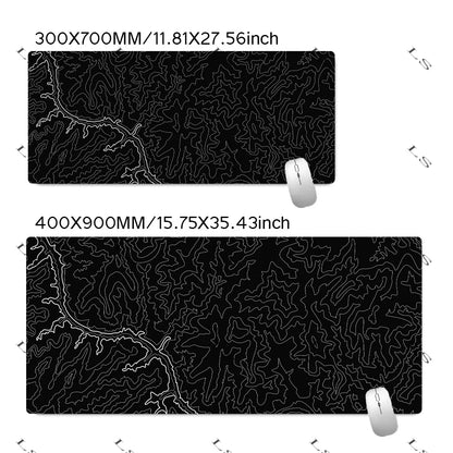 Black White Topographic Map XXL Mouse pad Computer Keyboard Pad Mouse Mat Gamer Soft Office Carpet Table Mat Desktop MousePad