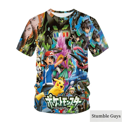 Pokemon 3D T-shirt for Boys and Children T-shirt Pikachu Cartoon Cool T-shirt for Boys and Girls Fashion Men Women Street Tee