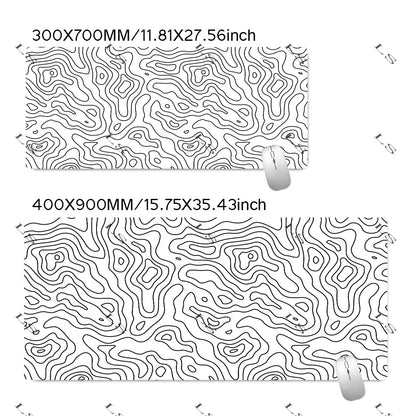 Black White Topographic Map XXL Mouse pad Computer Keyboard Pad Mouse Mat Gamer Soft Office Carpet Table Mat Desktop MousePad