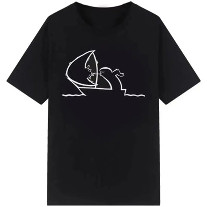 Funny Meme Tops Creative La Linea The Line Osvaldo Cavandoli TV T-Shirt Men Fashion Women's T Shirts Streetwear Tee Casual Tops