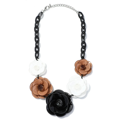 Blucome 2022 New Acrylic Flower Shape Necklace Female Exaggerated Clavicle Sweater Necklace Unique Women Girls Pendant  Jewelry
