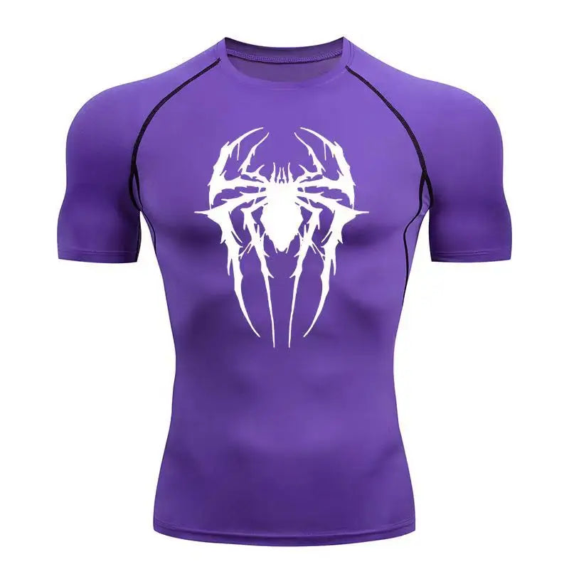 Casual Anime Print Running Compression T-Shirt Men Quick-Drying Fitness Sportswear Gym Sports Long Sleeve Breathable Top S-3XL
