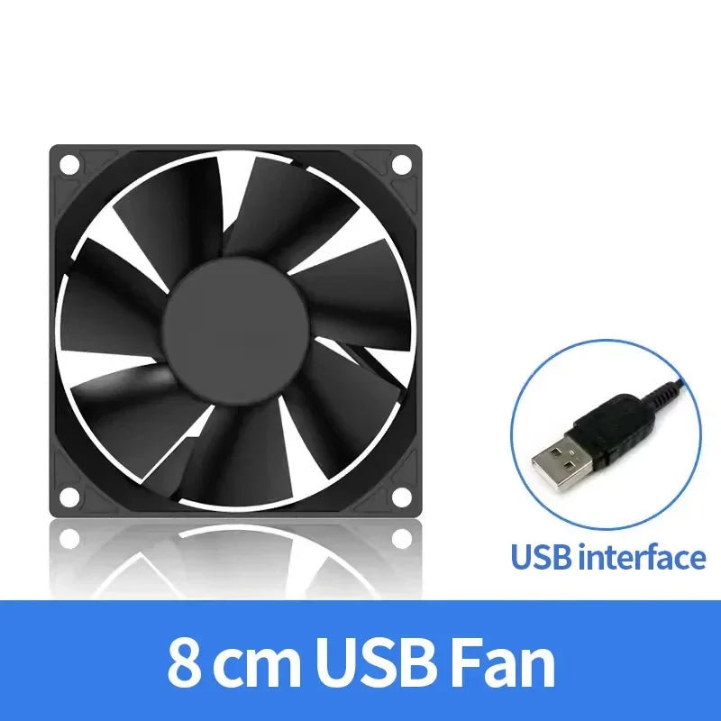 LDPCSJ USB Cooling Fan 8CM/12CM/14CM 800-1800RPM with USB Port Power Supply for Desktop Computer