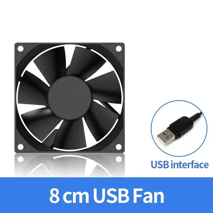 LDPCSJ USB Cooling Fan 8CM/12CM/14CM 800-1800RPM with USB Port Power Supply for Desktop Computer