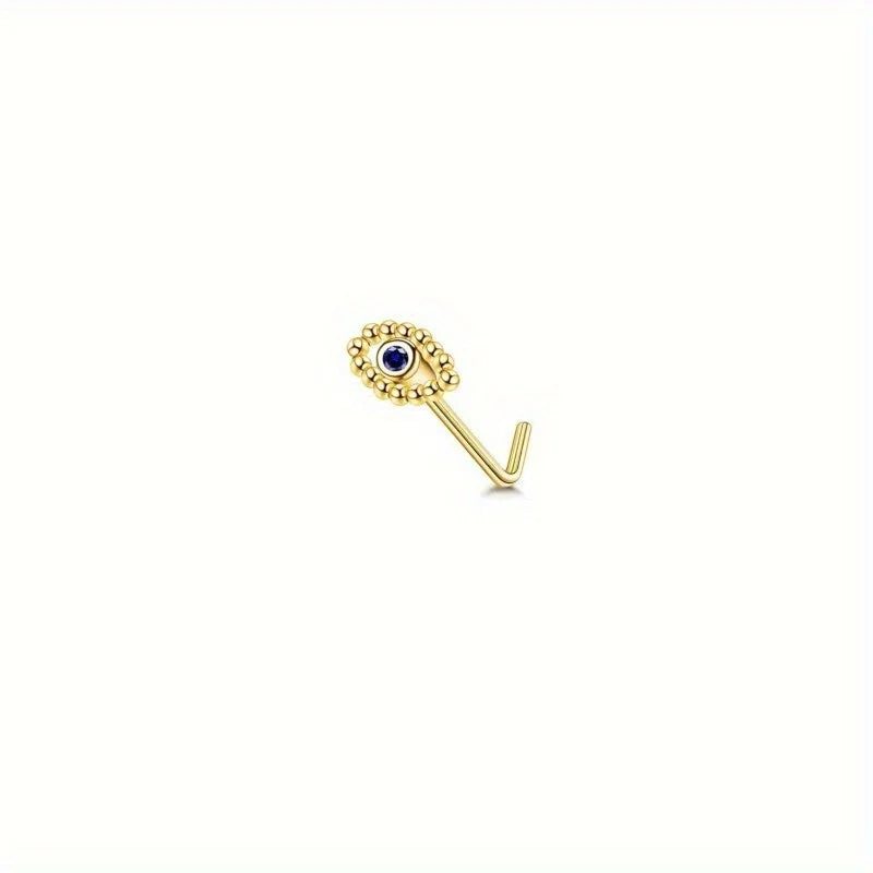Drperfect 1Pc 22G Nose Studs L Shaped Nose Rings Studs for Women Opal CZ Heart Butterfly Nose Piercing Jewelry