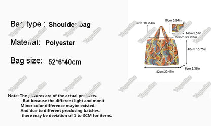 Large Capacity Foldable Portable Supermarket Environmentally Friendly Shopping Grocery Bag, Waterproof Shoulder Storage Bag