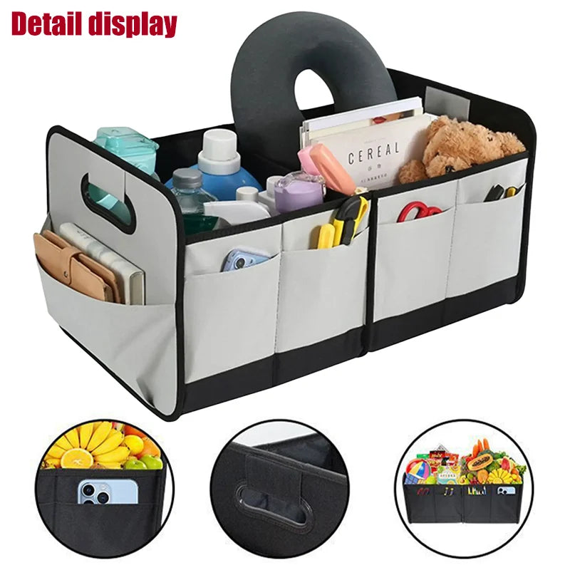 Car Trunk Organizer with Reinforced Handles Collapsible Car Organizers and Storage Waterproof Polyester Trunk Organizer
