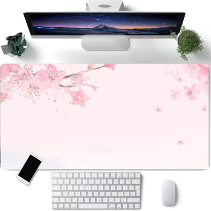 Blue Cherry Blossoms Mousepad Home Computer Table Large Pc Mouse Pad Art Sakura Keyboard Mause Rug Desk Mat Offices Accessories