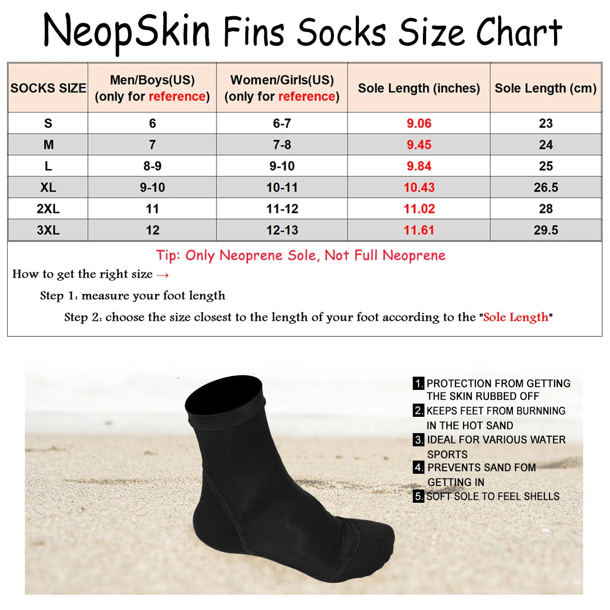 Neoprene Fin Socks for Sand Beach Volleyball Soccer Thin Polyester Uppers 1.5mm Neoprene Soles Sun Protection Water Shoes
