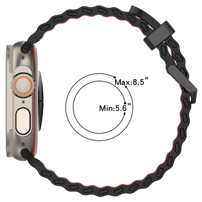 Two-Tone Ocean Silicone Strap for Apple Watch Ultra/2 49mm Sports Comfortable Lightweight Band iWatch 10 9 8 7 6 5 4 SE Bracelet