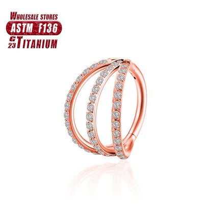 F136 Titanium Piercing Hinged Segment Hoops CZ Stone Nose Rings Ear Cartilage Tragus Helix Earrings Piercing Body Jewelry