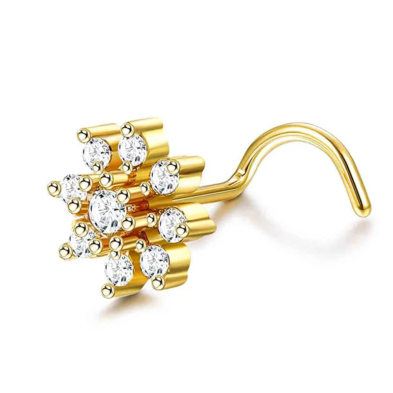 Drperfect Nose Rings Studs for Women Surgical Steel 20G Nose Hoop Corkscrew L Shaped Nose Stud Nose Ring Nose Piercing Jewelry